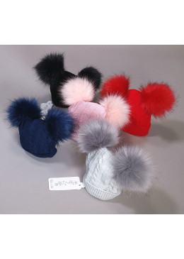 CAPPELLO MISTO LANA COSTE-TRECCE 2POM