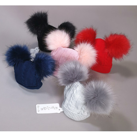 CAPPELLO MISTO LANA COSTE-TRECCE 2POM