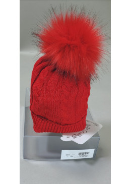 CAPPELLO MISTO LANA COSTE-TRECCE 1POM